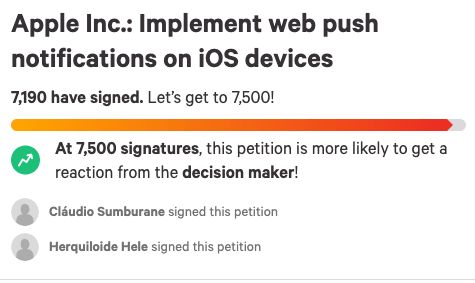 A change.org petition, asking Apple to implement Web Push notifications